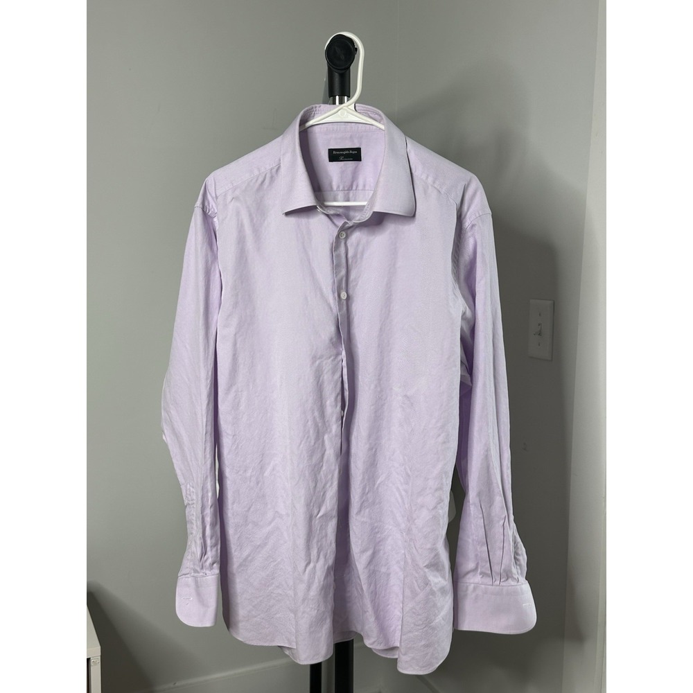 Ermenegildo Zegna  Premium Mens 46/18  Button Front Long Sleeve Dress Shirt